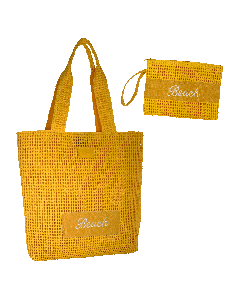 SPORTA MARE M+BUSTA CROCHET BEACH GIALLO