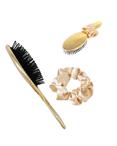 SET SPAZZOLA CON SCRUNCHIE SHINY ORO